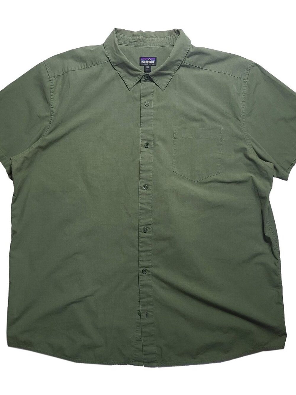 Patagonia Organic Cotton Short Sleeve Shirt Men 2XL Army Green Minimal
